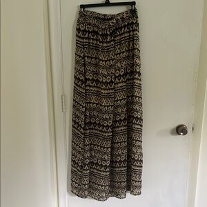 Francesca's Blue Rain Black and Cream A-line Maxi Sheer Skirt